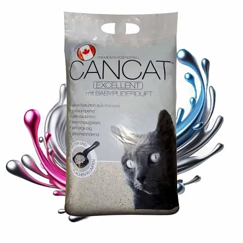 CANCAT Excellent Katzenstreu 2x15 kg - Premium Klumpstreu mit Babypuderduft - Katzenstreu: Exzellente Klumpenbildung und hohe Absorptionsfähigkeit sorgen für eine hygienische und frische Umgebung, ideal für Katzenbesitzer.