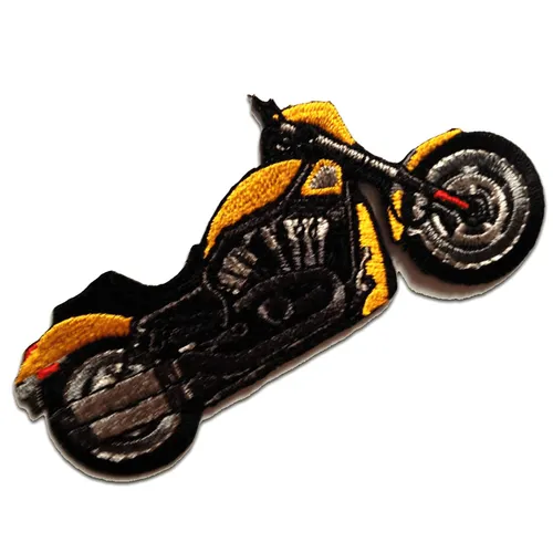 Aufnäher / Bügelbild - Motorrad Biker - gelb - 10,5 x 5,5 cm