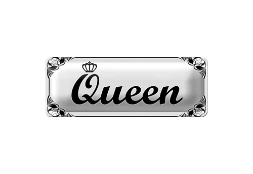 Roomando Metallschild Blechschild Spruch 27x10cm Queen mit Krone Dekoration