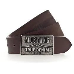 Mustang Herren Ledergürtel MG2170R17 – 40mm Breite, Braun - Gürtel aus 100% weichem Vollrindleder, kürzbar für individuelle Passform, ideal für lässige Freizeit-Outfits mit mattem Vintage-Look.