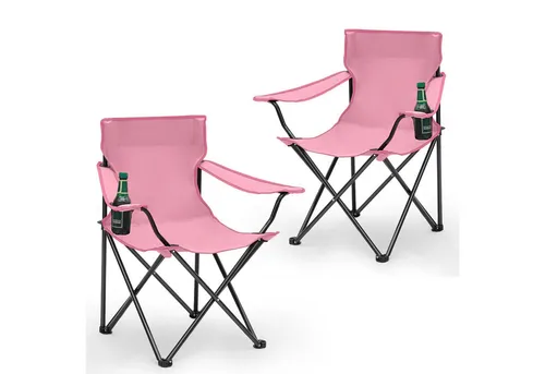 SUNULA Faltbarer Campingstuhl (2 St) mit Getränkehalter in pink von SUNULA