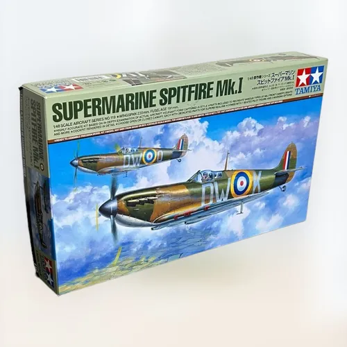 Tamiya Brit. Supermarine Spitfire Mk.I Flugzeug 1:48 Model Kit - Flugzeuge, detaillierter Plastikmodellbau-Bausatz im Maßstab 1:48, ideal für Modelleisenbahn-Enthusiasten und Sammler.