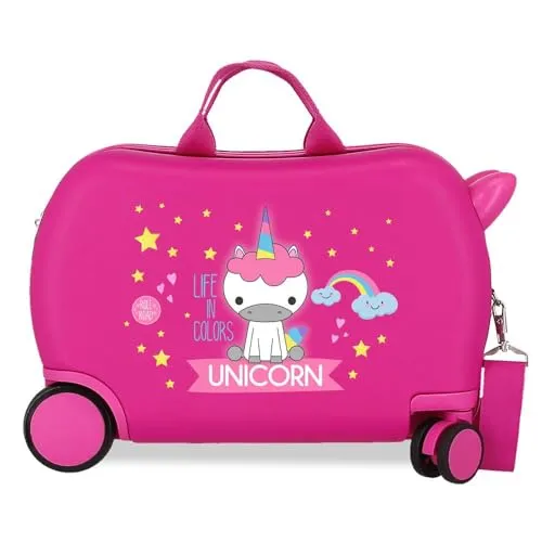 ROLL ROAD Little me Unicorn Kinderkoffer, Rosa, 45 x 31 x 20 cm, Harter ABS-Kunststoff, 24,6 l, 1,8 kg, 4 Räder, Handgepäck, Rosa, Kinderkoffer