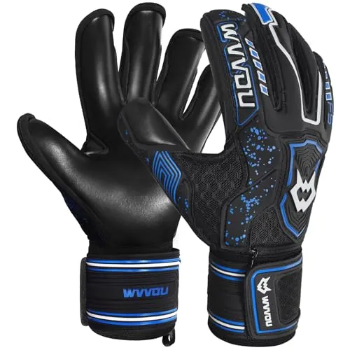 WVVOU Torwarthandschuhe für Jugendliche und Erwachsene, Pro-Level Torwarthandschuhe, Hochleistungs-Fußballhandschuhe mit Pro-Tek-Fingerschutz, 4+3mm Super Grip für die härtesten Paraden