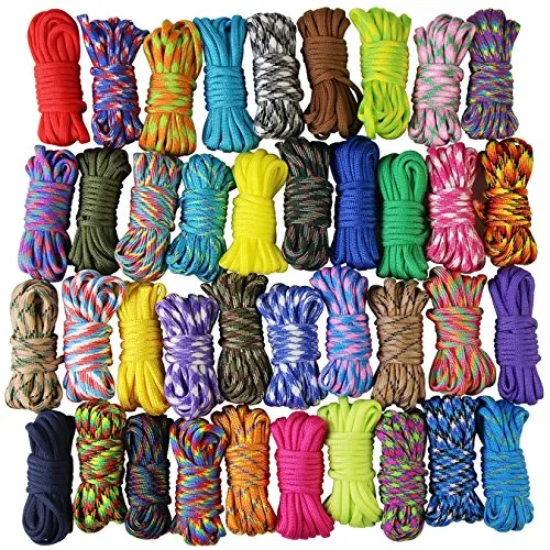 20er Paracord Set Seile Schnüre DIY Handgemachte Webart für Armband Schlüsselanhänger Anhänger Hundehalsband Kameragurt Zeltseil (Colorful x 20 pcs)
