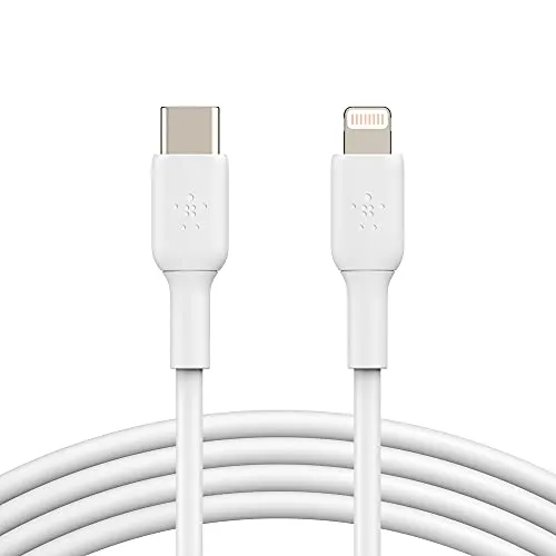Belkin USB-C- / Lightning-Kabel 2 m - USB-Kabel für Schnellladung, lädt iPhone 14 in nur 30 Minuten auf 50%, MFi-zertifiziert und extrem robust mit über 25.000 Biegungen.