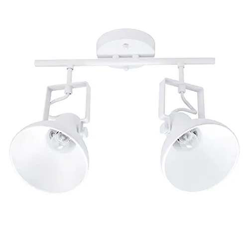 Licht-Erlebnisse Weißer Strahler Retro Design Metall 2x E14 praktisch DALLAS Spot Deckenlampe Wohnzimmer Flur