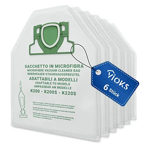 VIOKS Staubsaugerbeutel 6 Stück Ersatz für Vorwerk Kobold 200 VK200 FP200 Filtertüten Filterbeutel Staubbeutel Mikrofaser für Staubsauger Bodenstaubsauger
