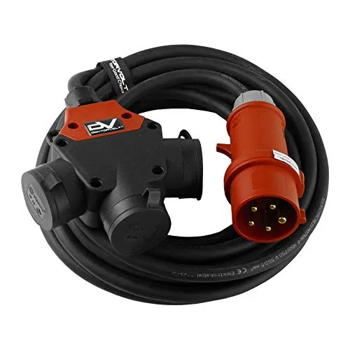 CEE Verlängerungskabel 10m SCHUKO 3-Wege H07RN-F - Robustes 10m CEE Verlängerungskabel mit IP44 Schutz, ideal für Baustellen und gewerbliche Anwendungen, ölbeständig und mechanisch belastbar.