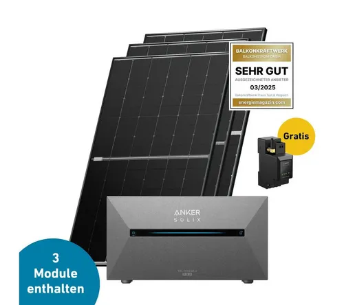 Balkonstrom Balkonkraftwerk 1350W mit Speicher