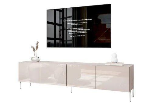 Lookway TV-Schrank COLGANTE 200 in Kaschmir Hochglanz - Eleganter TV-Schrank mit schickem Push-to-Open-System und stimmungsvollem LED-Licht. Ideal für stilvolle Wohnzimmergestaltung. Maße: 200 cm, einfache Selbsmontage.