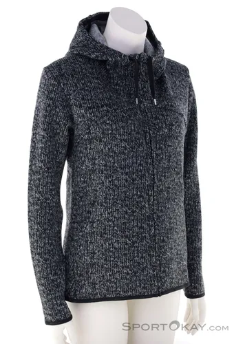Mammut Chamuera ML Kapuzenjacke Damen schwarz M - Funktionsjacken: Warme Strickfleece-Jacke mit exklusivem Melange-Druck, ideal für Outdoor-Aktivitäten und Alltag, bietet hervorragende Wärmeisolierung und hohen Tragekomfort.
