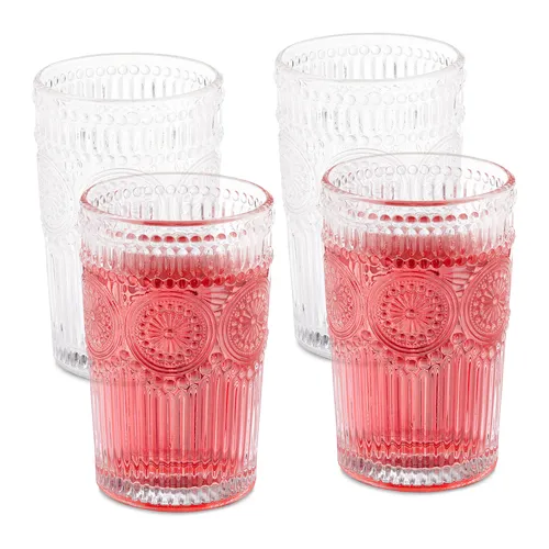 Trinkgläser Vintage Wassergläser Retro Trinkbecher Boho Gläser 400 ml spülfest
