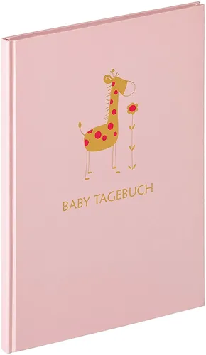 walther design TB-148-R Tagebuch Baby Animal, Rosa, 20x28 cm