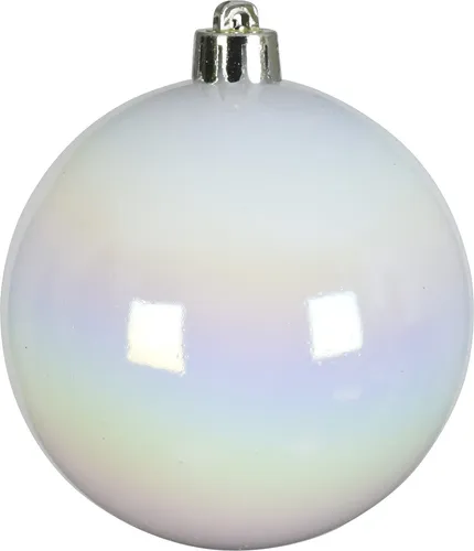 Weihnachtskugeln Kunststoff 10cm 4 Stück - Weiß irisierend