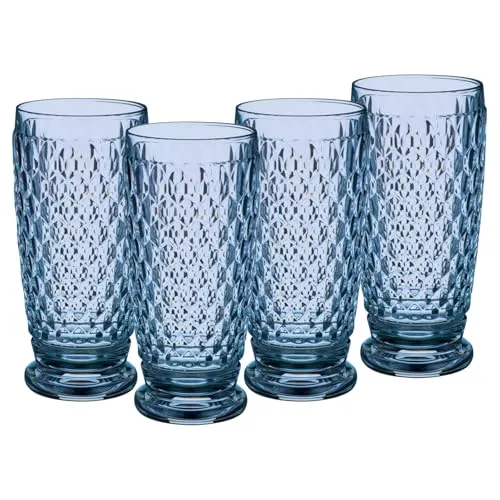 Villeroy & Boch Boston Coloured Longdrinkgläser Blue 4er Set - Elegante Longdrinkgläser aus hochwertigem Kristallglas, spülmaschinengeeignet und ideal für Cocktails oder Softdrinks mit 400 ml Fassungsvermögen.