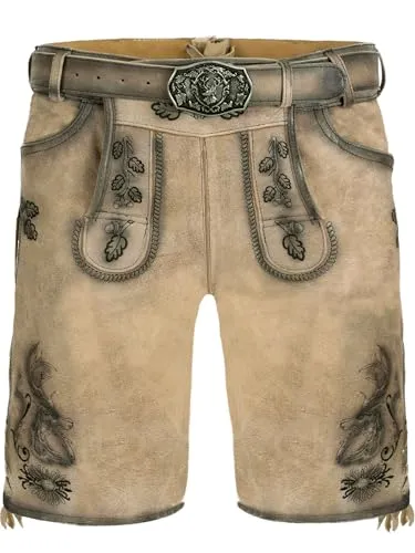 Trachtenhose kurz - Lederhose ohne Träger Wildbock (100% Wildleder) - Trachtenlederhose für Herren, gefertigt aus weichem Wildbockleder für höchsten Tragekomfort und nostalgisches Flair. Ideal für Feste und Alltag.