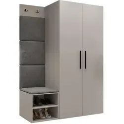 Mirjan24 Garderoben-Set, Grau, Kaschmir, Holzwerkstoff, Rechteckig, 80x191x50 cm, Garderobe, Garderoben-Sets & Serien, Garderoben-Sets