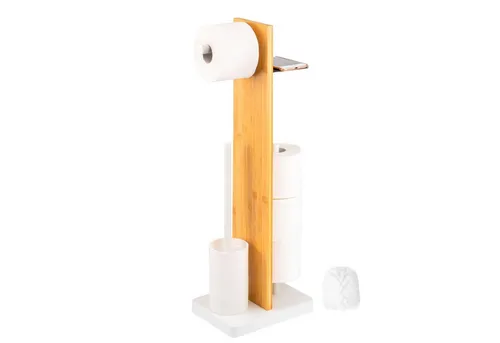 eluno WC-Garnitur 4in1, WC-Bürste, (Ersatz)Rollenhalter, Ablage, weiß, Toilette, (Set), 4in1, freistehend