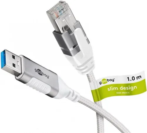 Ethernet-Kabel USB-A 3.0 auf RJ45, Slim, 5 m - Netzwerkkabel für USB-A-Geräte, mit innovativem Smart-Chip für sofortige Ethernet-Verbindung ohne Treiber. Ideal für maximale Flexibilität und Komfort.