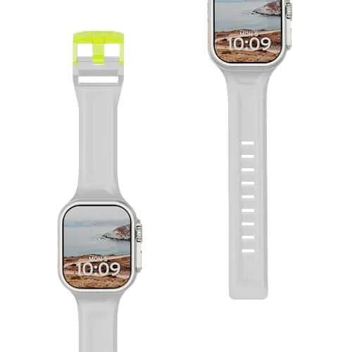 URBAN ARMOR GEAR Scout Armband Apple Watch 49mm / 46mm / 45mm / 44mm / 42mm (Ultra 3 / Ultra 2 / Ultra, Watch SE 3 / SE 2 / SE, Series 11/10/9/8/7/6/5/4, Silikon Ersatz-Armband) smoke/active neon