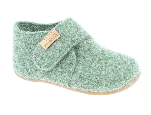 Living Kitzbühel Hausschuhe Klettschuh Filz (Wolle) grün für Kleinkinder - Bequeme Hausschuhe aus Filz mit rutschfester Naturkautschuksohle, ideal für Laufanfänger. Einfaches An- und Ausziehen dank Klettverschluss – perfekt für kleine Entdecker!