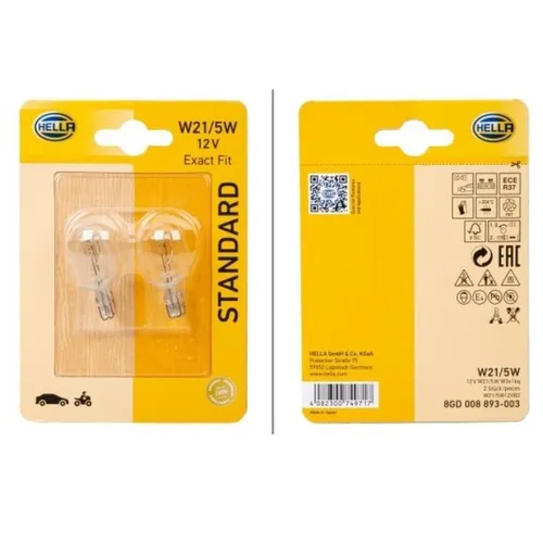 2x Hella 12V 21W W21/5W W3x16d T20 Glühlampe Glühbirne Glassockel-Lampe Auto PKW