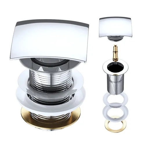 Design Automatik Ablaufgarnitur Push-Open Pop-Up-Ventil Abfluss aus Chrom