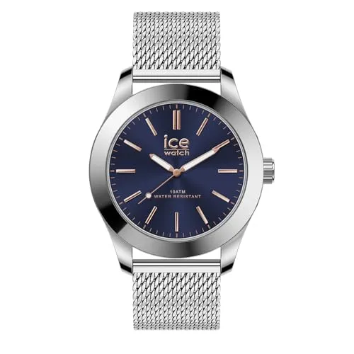 ICE-WATCH - Ice Steel Silver Dark Blue Milanese - Montre Argent Pour Homme Avec Bracelet en Acier inoxydable - 024748 (Medium)