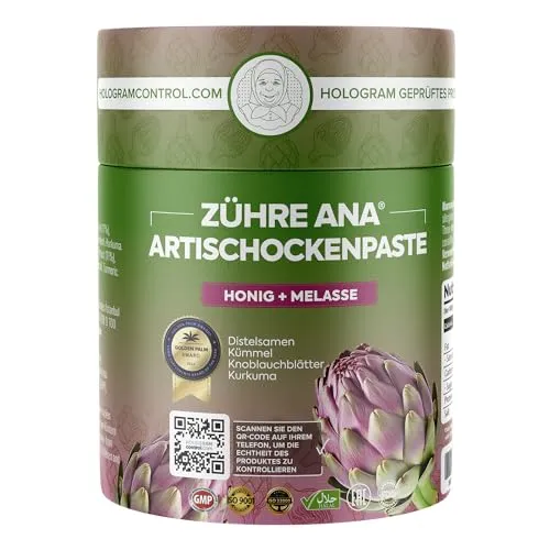 Zühre Ana Artischockenpaste - Quelle für Antioxidantien und Silymarin - Reguliert Leber, Nieren, Galle und Darm - Reinigt von Toxinen - Beugt Harnwegsinfektionen vor – Vegan
