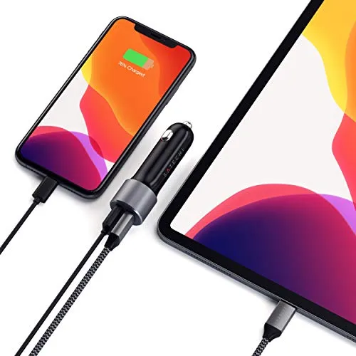 Satechi Kfz-Ladegerät 72 W Typ-C – Schnellladung für MacBook und iPhone - Kfz-Handyladegeräte mit 72 W USB-C Power Delivery für schnelles Laden von Smartphones und Laptops. Kompakt und sicher mit Kurzschluss- und Überhitzungsschutz, ideal für unterwegs.
