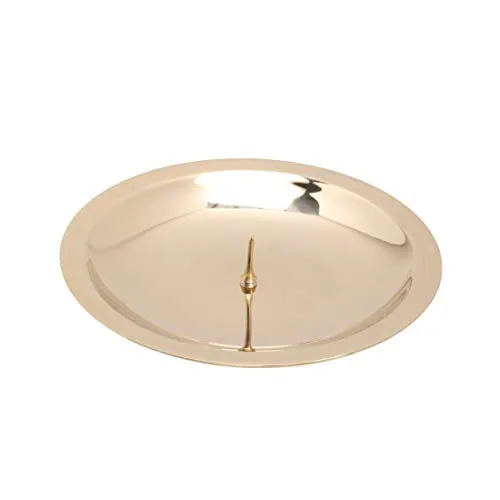 NKlaus Kerzenteller Ø 10cm mit Dorn 1cm Kerzenständer Kerzenhalter Messing Gold glänzend Kerzenuntersetzer Stumpenkerzen Kommunion 3323