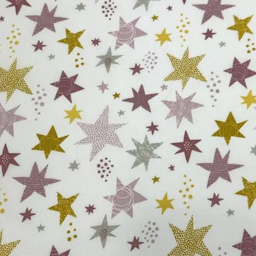 MAGAM-Stoffe Bunte Sterne Baumwollstoff Kinderstoff ÖKO-TEX Meterware 50cm (Rosa)