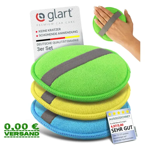Glart 43PP Mikrofaser Auto Polierschwamm 3er Set, für Wachse & Polituren