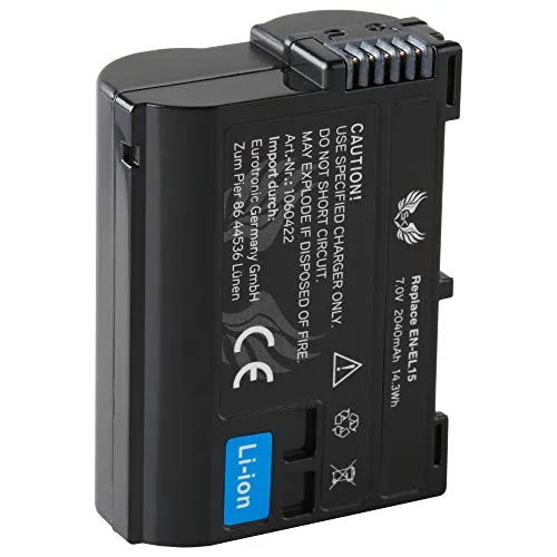 SK Akku für Nikon EN-EL15 (2040mAh) - Kamera-Akkus, kompatibel mit Nikon Z-Serie und D-Serie, bietet hohe Leistung mit 2040mAh und integriertem Sicherheitschutz für längere Lebensdauer.