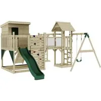OutdoorToys Spielturm - Spielturm aus robustem Holz in Dunkelgrün, ideal für Kinder ab 3 Jahren – sicheres Spielvergnügen im eigenen Garten!