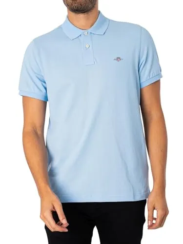 Gant Herren REG Shield SS Pique Polo - Capri Blue, XXL - Stylisches Poloshirt für Herren in Capri Blue, ideal für lässige Anlässe und bequem zu tragen.