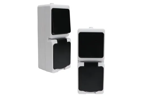 REV Ritter GmbH Aufputz-Steckdose 2er Set REV AquaMini Feuchtraum Schalter Kombination, 2-St.