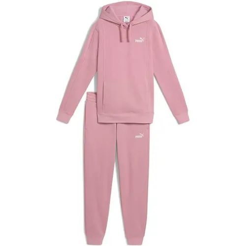 Puma Hooded Sweat Suit FL cl poised pink (65) XS - Damen Trainingsanzug aus 50% recycelten Materialien, bietet Komfort und Stil mit verstellbarer Kapuze und elastischen Bündchen - perfekt für Sport und entspannte Tage.