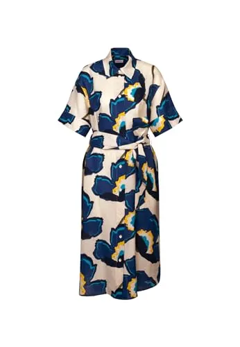 Seidensticker Sommerkleid Schwarze Rose - Kleid in Blau mit floralem Design und Blusenkragen, ideal für warme Tage. Aus 100% Leinen, bequem und pflegeleicht, perfekt für entspannte Sommerstyle.