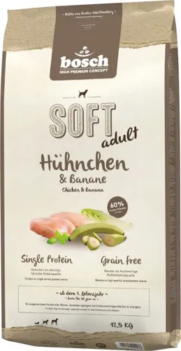 Bosch HPC SOFT Hühnchen Banane - 12,5 kg halbfeuchtes Hundefutter, getreidefrei und ideal für Allergiker mit hohem Hühneranteil
