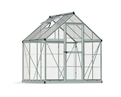 Canopia by Palram Gewächshaus klein Hybrid 6x6 - Aluminium Silber mit UV-beständigen Polycarbonatplatten - Garten-Zubehör: Robust und lichtdurchlässig, schützt Ihre Pflanzen vor Frost und UV-Strahlen. Mit abschließbarer Tür und 5 Jahren Garantie.