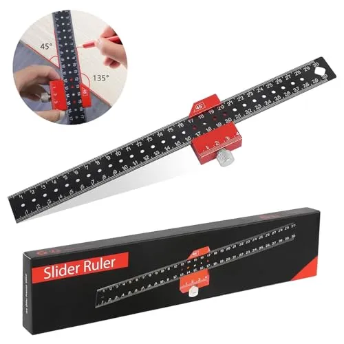 Kombinationswinkel Set Streichmaß 300mm Anreisswerkzeug von 45°,90°Anschlaglineal zum Markieren aus Metall mit Linealanschlag Zimmermannswinkel für Holzbearbeitung Heimwerken Handwerk