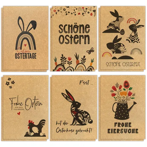 Ostern Postkarten Kraftpapier Grußkarten Osterkarten Osternkarten Set Karten 12