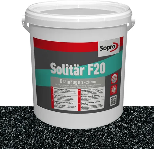Sopro Designfuge Solitär F20 Anthrazit 12,5kg - Fugenabdichtungen, kunstharzbasierter Pflasterfugenmörtel, ideal für keramische Terrassenplatten, frost- und tausalzbeständig, kein Unkrautbewuchs.