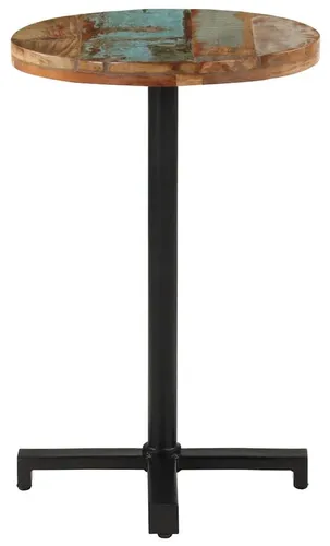 vidaXL Bistrotisch Rund Ø50x75 cm aus Altholz - Robuster Bistrotisch aus recyceltem Massivholz mit einzigartiger Farbgebung. Ideal für Innen- und Außenbereiche, bietet er Stabilität und einen individuellen Look durch natürliche Gebrauchsspuren.