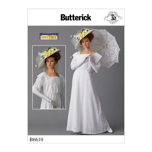 Schnittmuster Historisches Kleid Butterick B6610 E5 14-22 (Gr. 40-48) Dt. Anleit