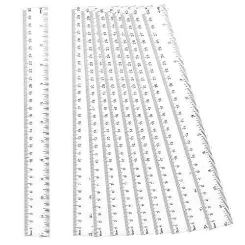 Kunststoff Lineal 30 cm 10 Stück 12 Zoll Transparentes Kunststoff Gerade Messwerkzeug Doppelseitenskala Lineal Set für Schule Büro