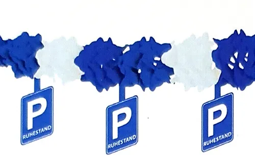 Girlande Deko Rente Ruhestand blau weiß Neu