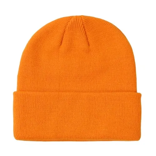 axy Kinder Winter Beanie Strickmütze mit breiter Krempe für Jungs und Mädchen von 1-6 Jahren, Kindermütze Jungen Kleinkind (Orange)